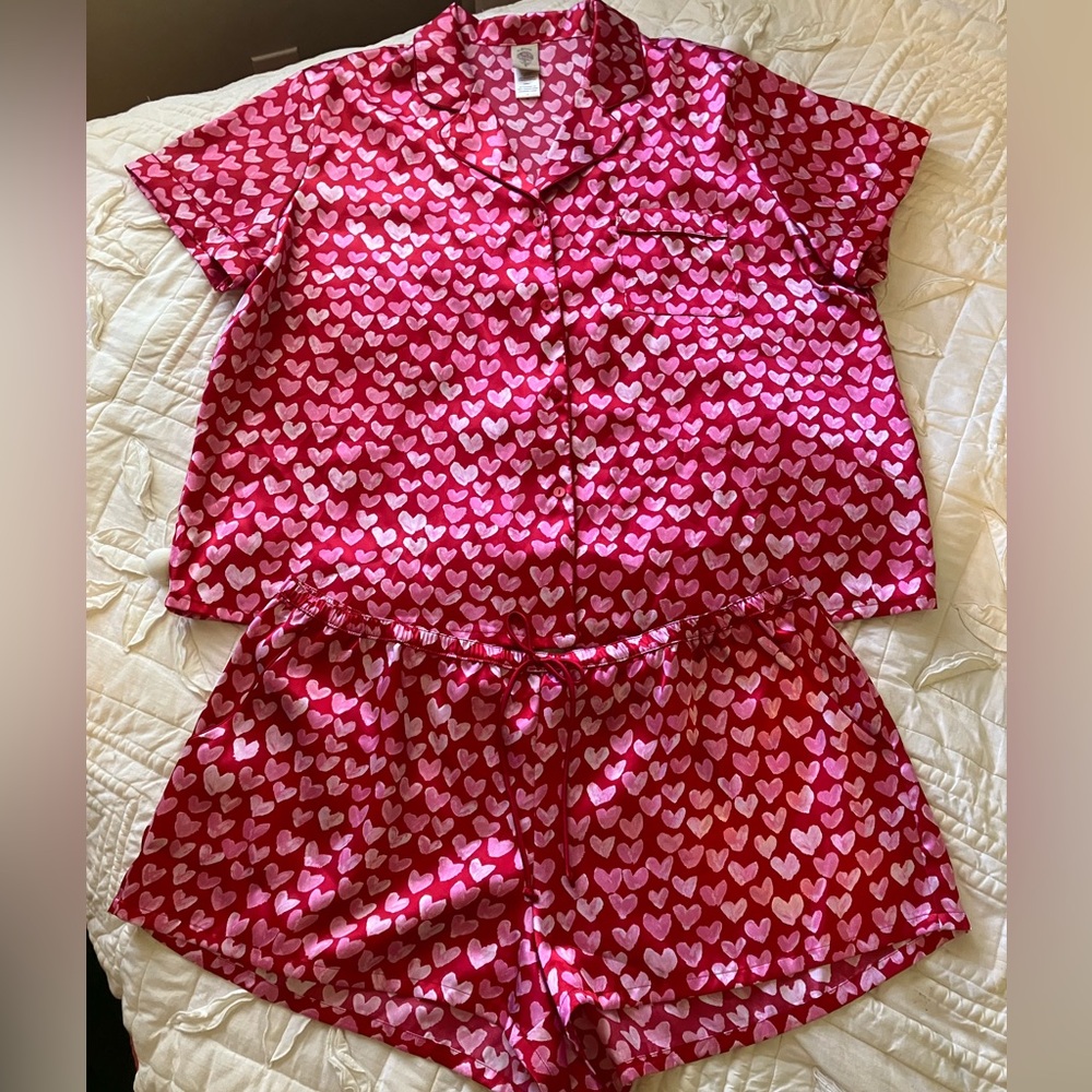 Adorable pink hearts PJ set 1X by In Bloom